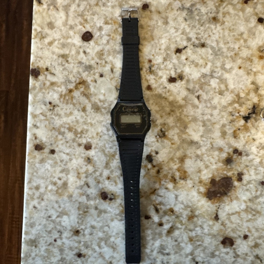 Camelot Women's Digital Watch Black Buckle Band Vintage Never Used Needs Batt